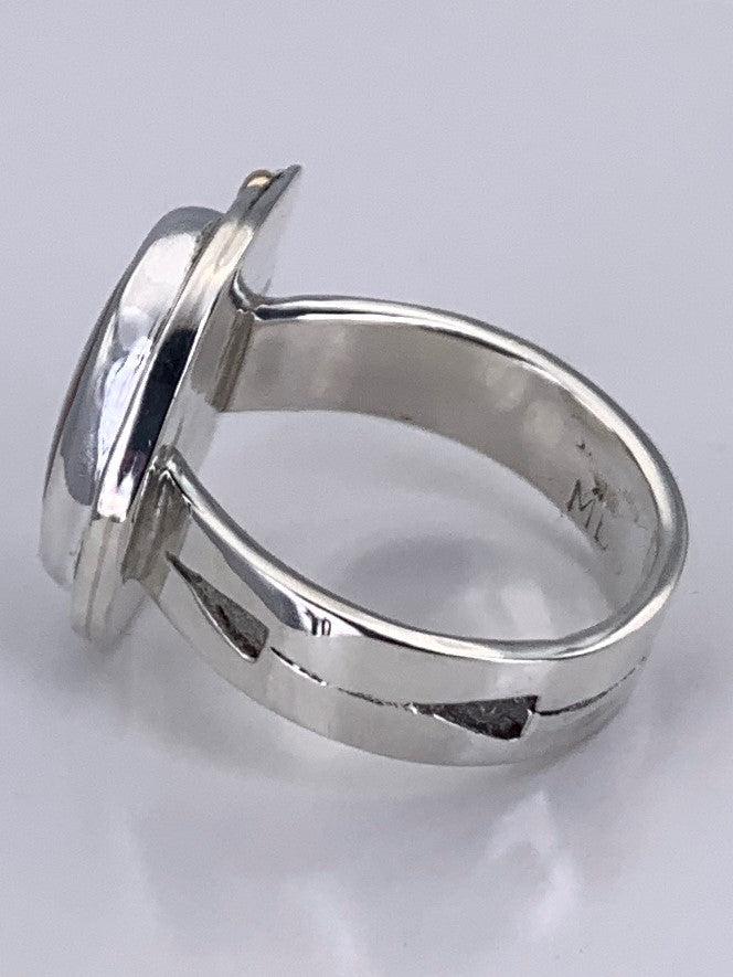 Agate w/ "Pyrite Flowers" Silver Ring