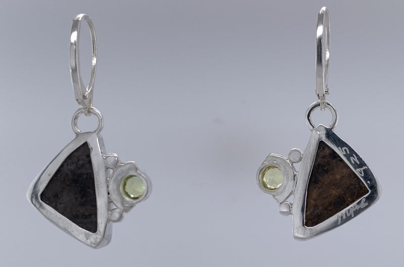 Cobaltoan Calcite Druze and Yellow Sapphire Silver Earrings