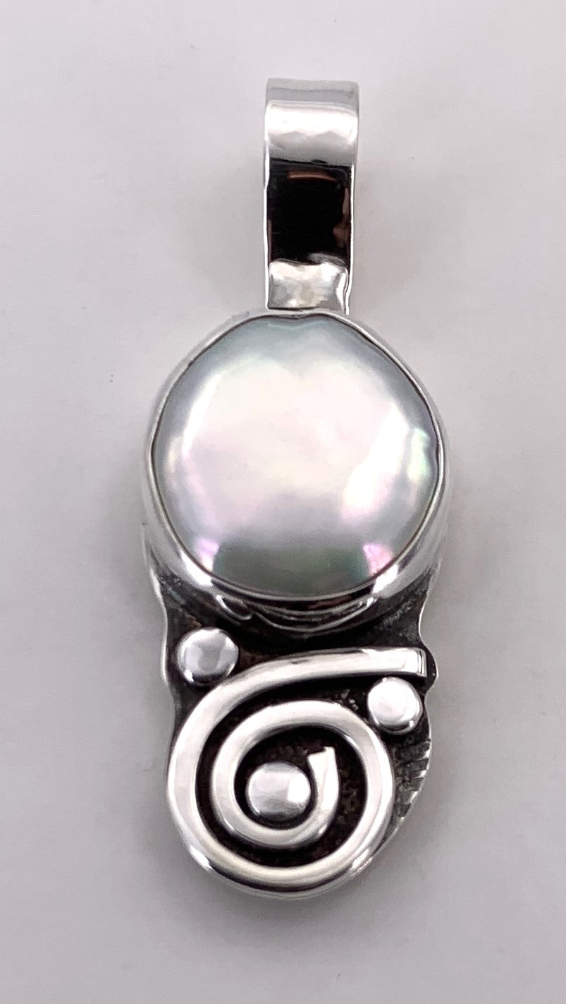Coin Pearl Silver Pendant