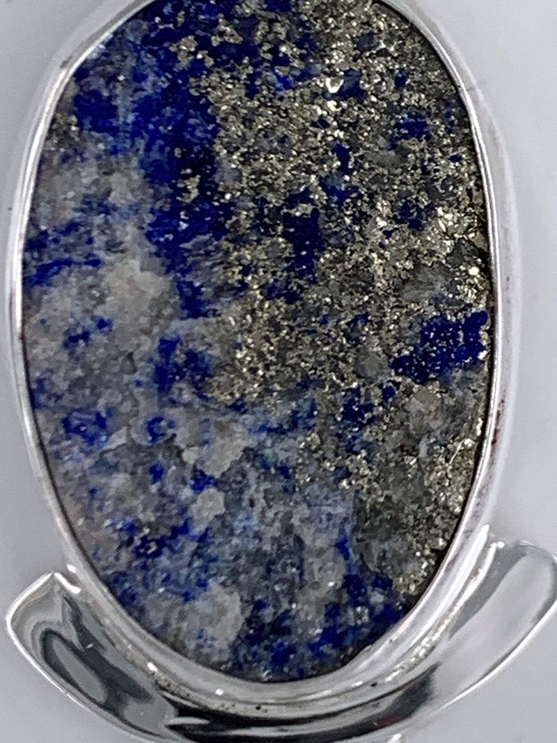 Lapis Lazuli/Pyrite and Chrysaberyl Silver Pendant