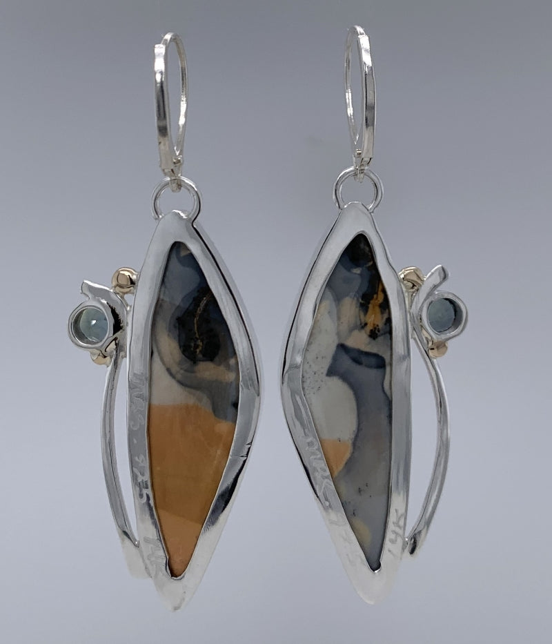 Malango Jasper and Sapphire Silver/Gold Earrings