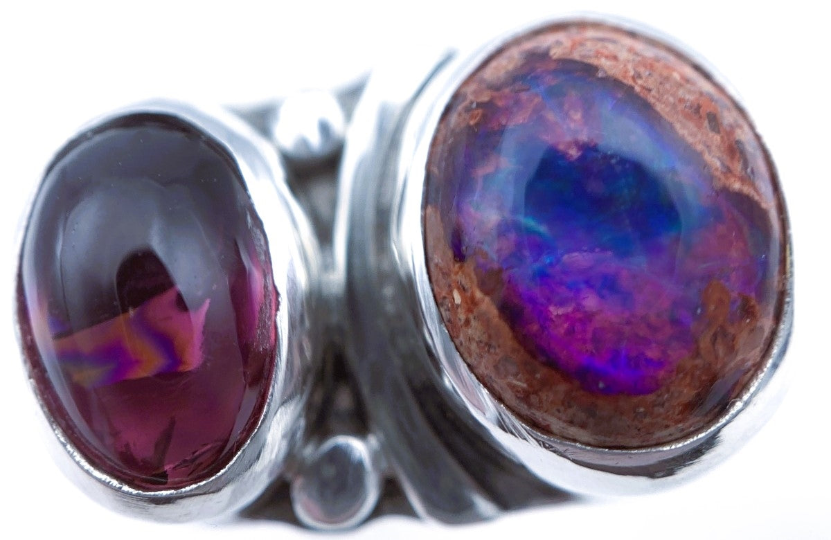 Mexican Opal and Tourmaline Silver Ring