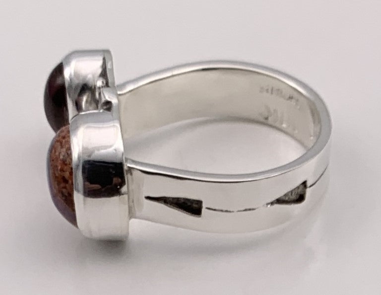 Mexican Opal and Tourmaline Silver Ring