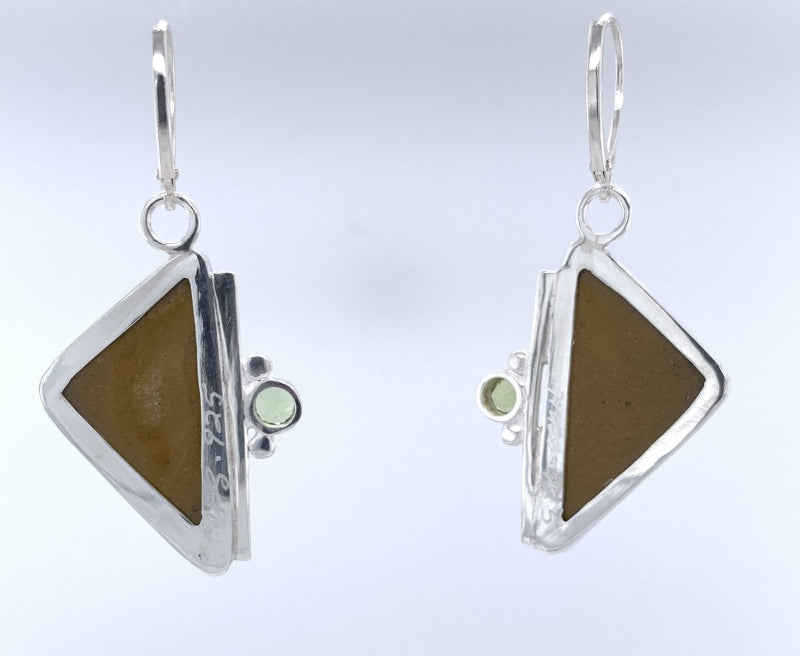 Kingman Mine Turquois and Peridot Silver Earrings