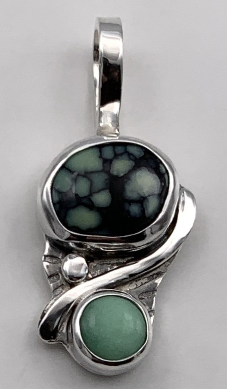 Varasite and Turquoise Silver Pendant