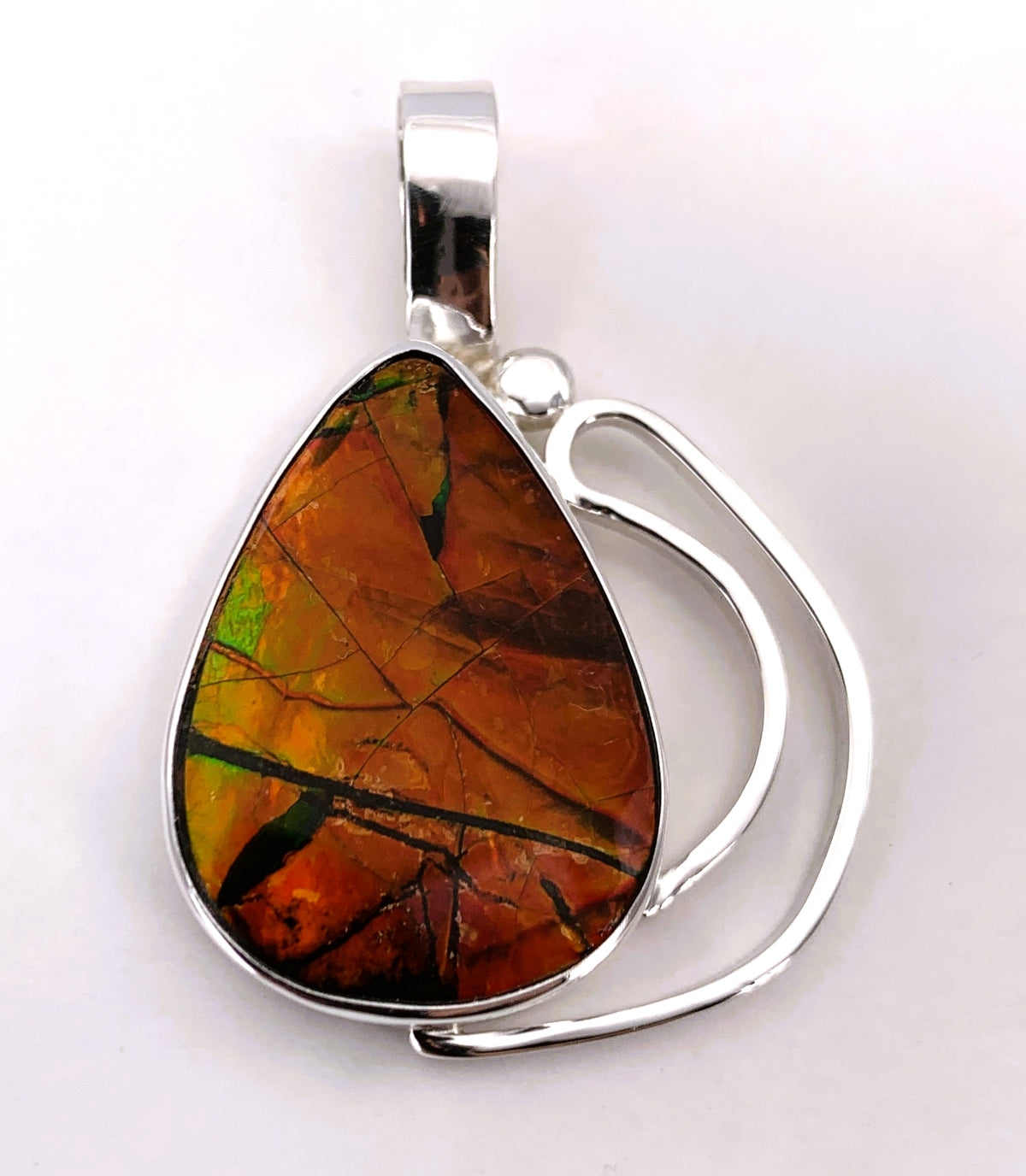 Ammolite Fossil Silver Pendant