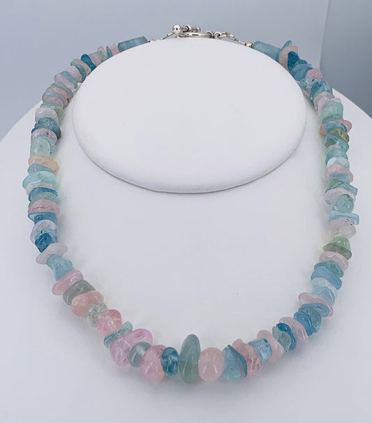 Aquamarine & Morganite w/ Silver Toggle