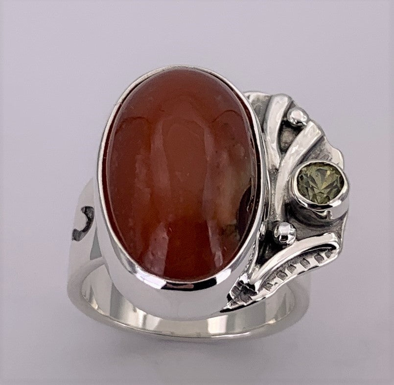 Carnelian/Sapphire Silver Ring