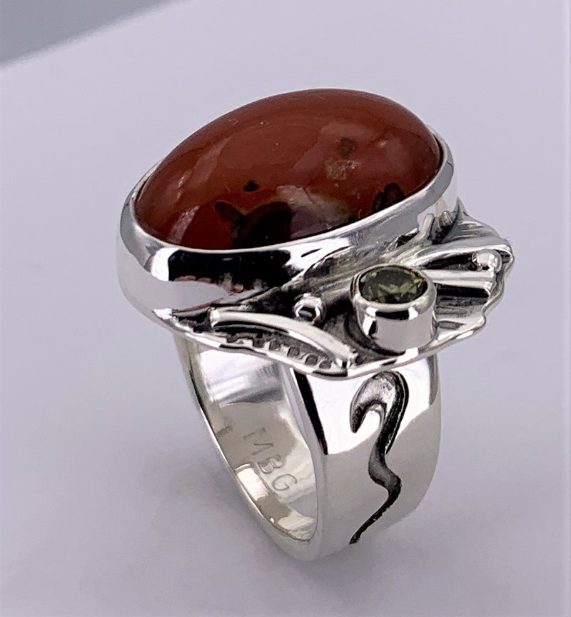 Carnelian/Sapphire Silver Ring