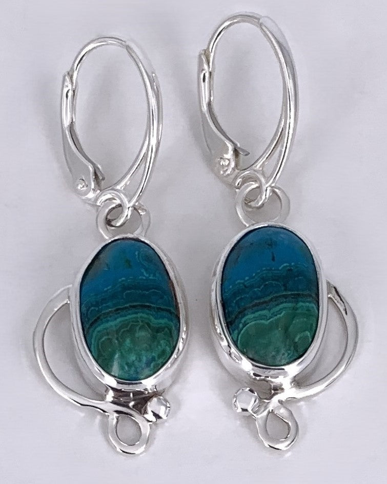 Chrysacola/Malachite Silver Earrings
