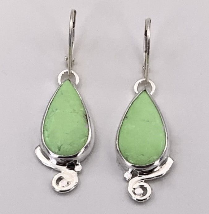 Citron Chrysaprase Silver Earrings