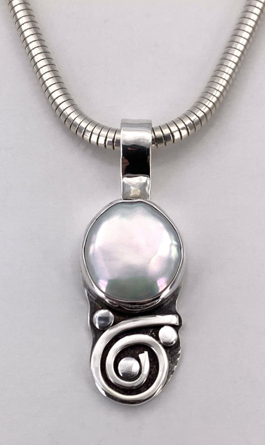 Coin Pearl Silver Pendant
