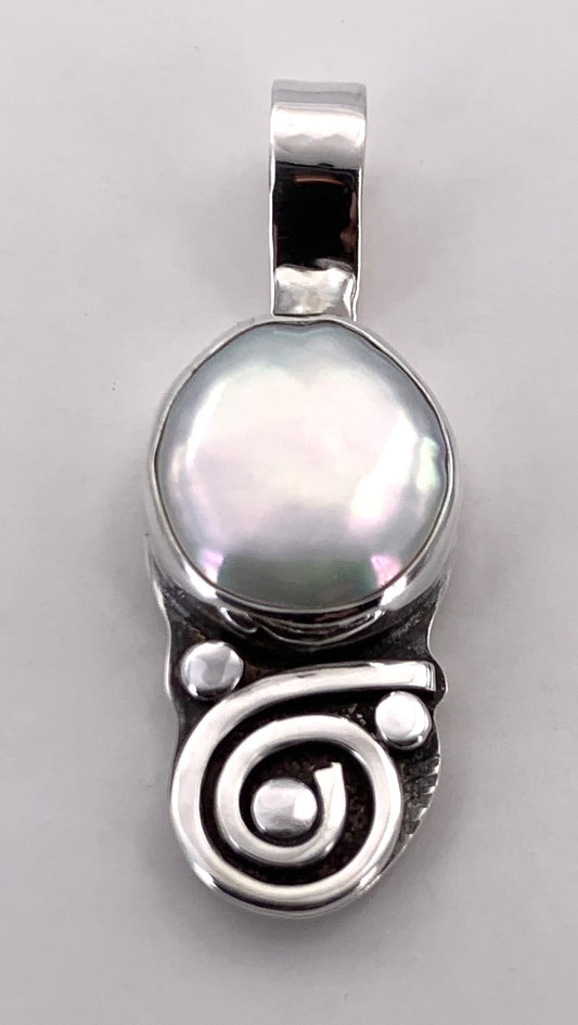 Coin Pearl Silver Pendant