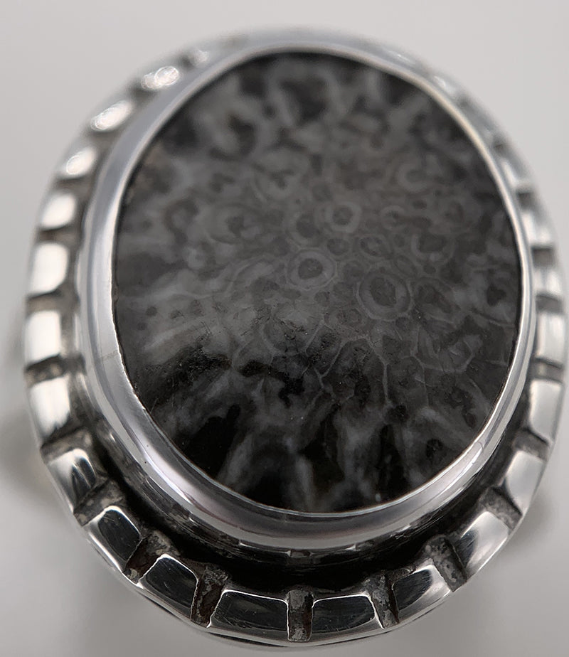 Fossil Coral Silver Ring