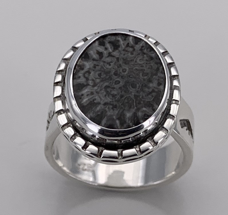 Fossil Coral Silver Ring