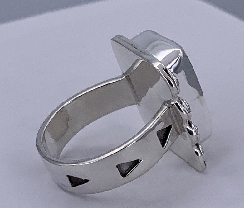 Orange Chalcedony Silver Ring