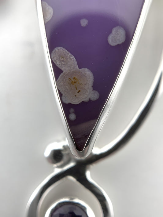 Holly Blue Chalcedony and Amethyst Silver Pendant