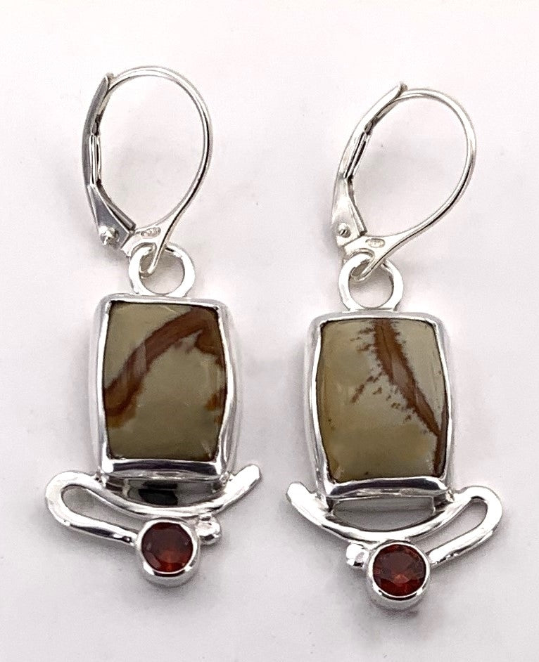 Arroyo Jasper and Garnet Silver Earrings