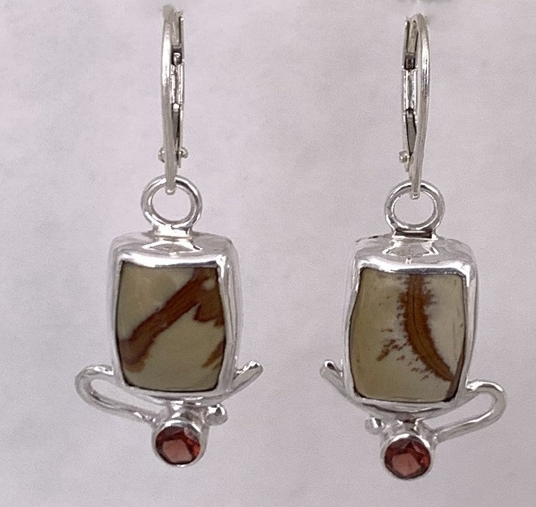 Arroyo Jasper and Garnet Silver Earrings