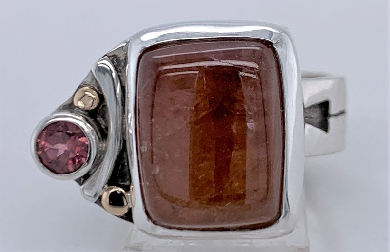 Tourmaline and Garnet Silver/Gold Ring