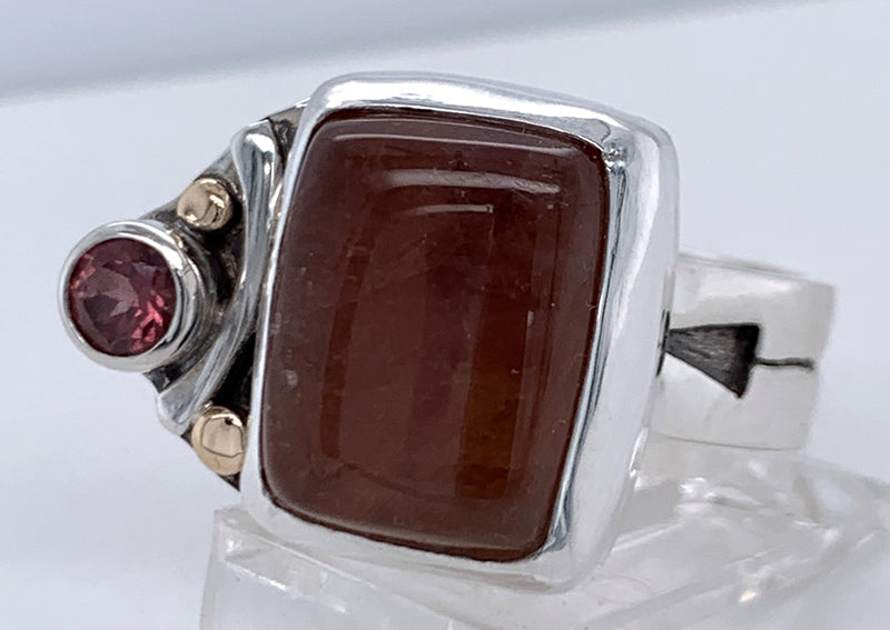 Tourmaline and Garnet Silver/Gold Ring