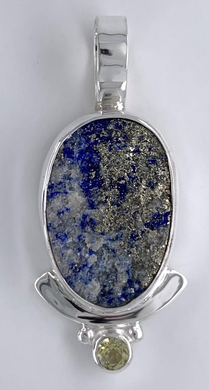 Lapis Lazuli/Pyrite and Chrysaberyl Silver Pendant