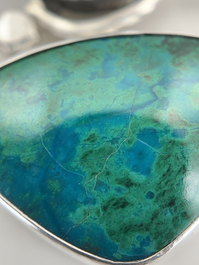 Chrysacola/Malachite and Larimar Silver Pendant