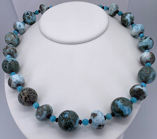 Larimar and Garnet Necklace