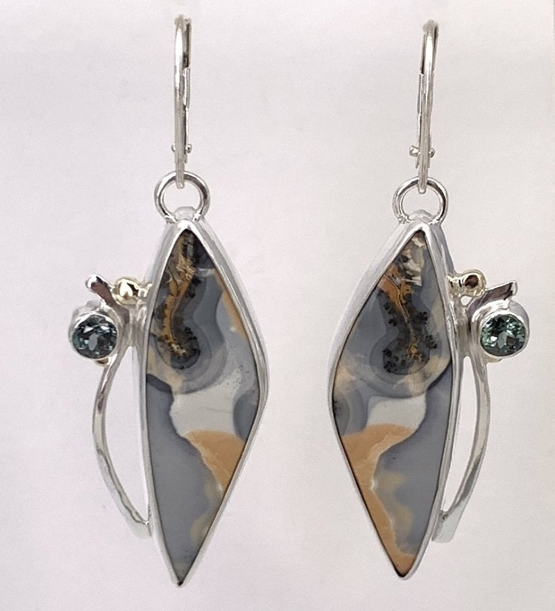 Malango Jasper and Sapphire Silver/Gold Earrings