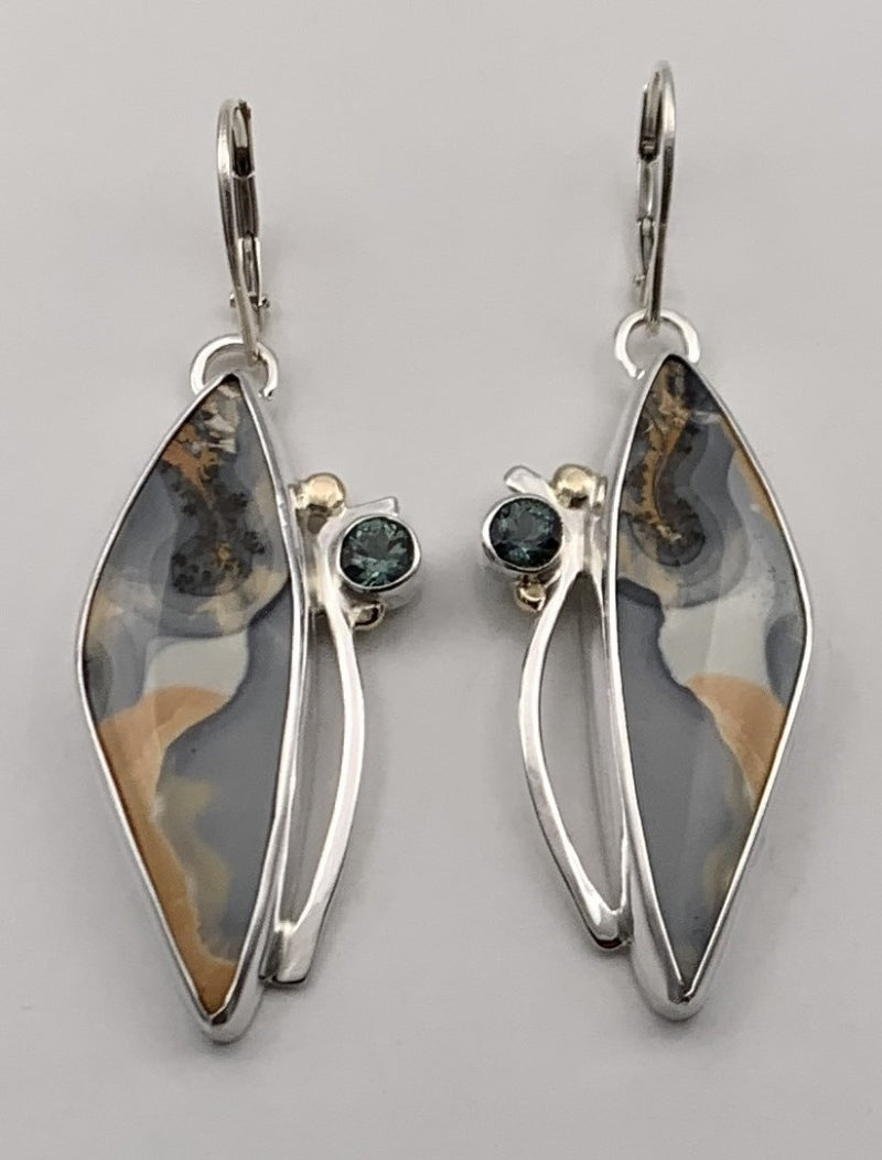 Malango Jasper and Sapphire Silver/Gold Earrings