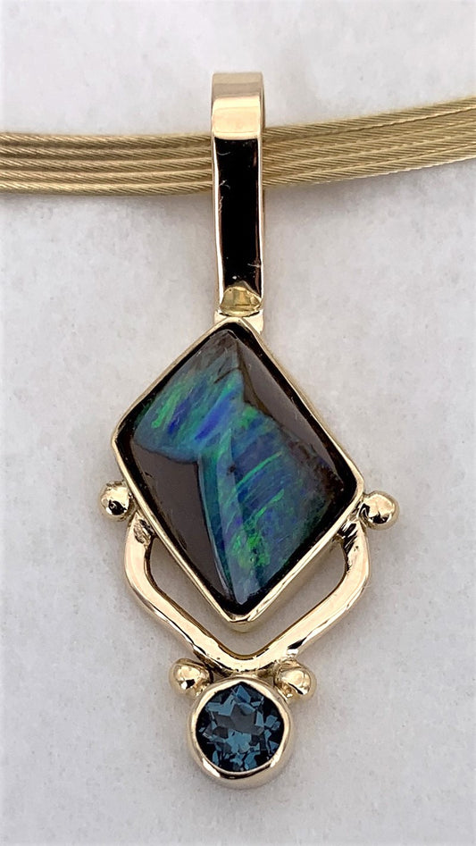 Rooftop Australian Opal / Sapphire Gold Pendant