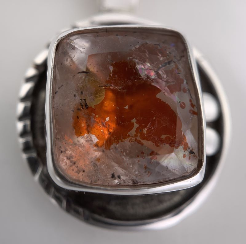 Quartz/Hematite Silver Pendant