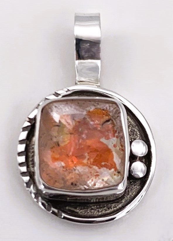 Quartz/Hematite Silver Pendant