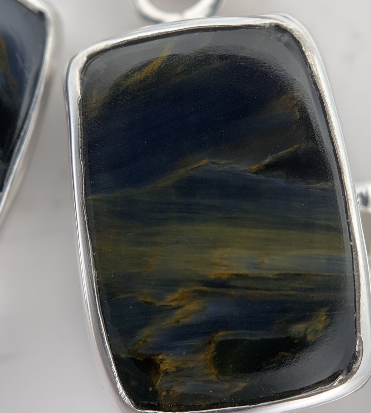 Pietersite and Citrine Silver Earrings