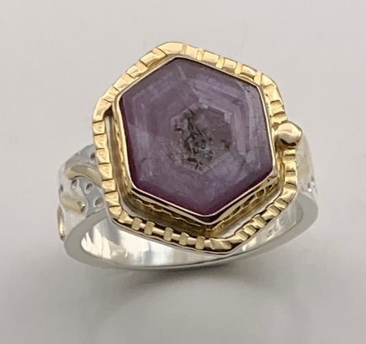 Ruby Crystal Slice Silver/Gold Ring