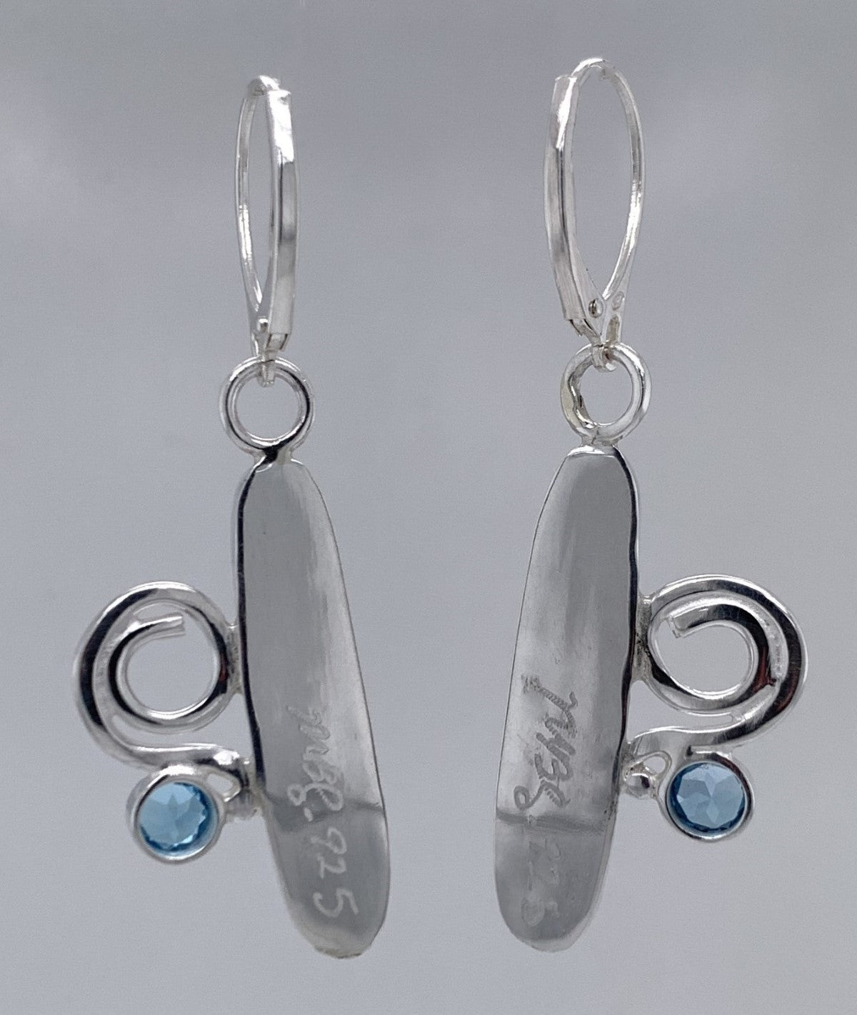 Spiny Oyster Shell and Topaz Silver Earrings