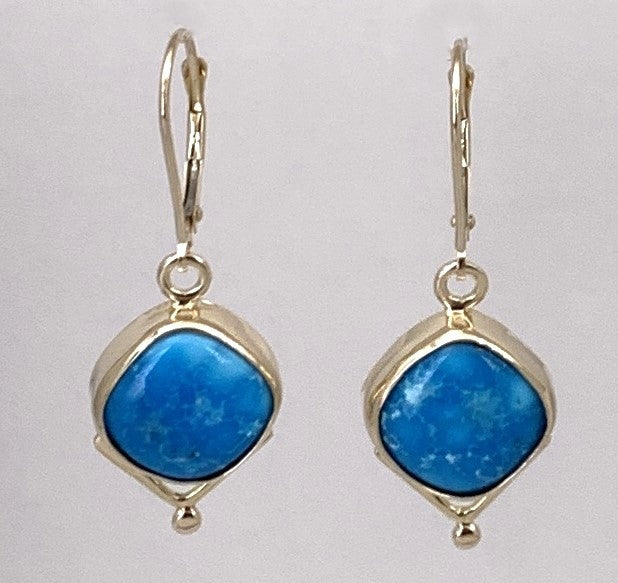 Kingman Mine Turquoise Gold Earrings
