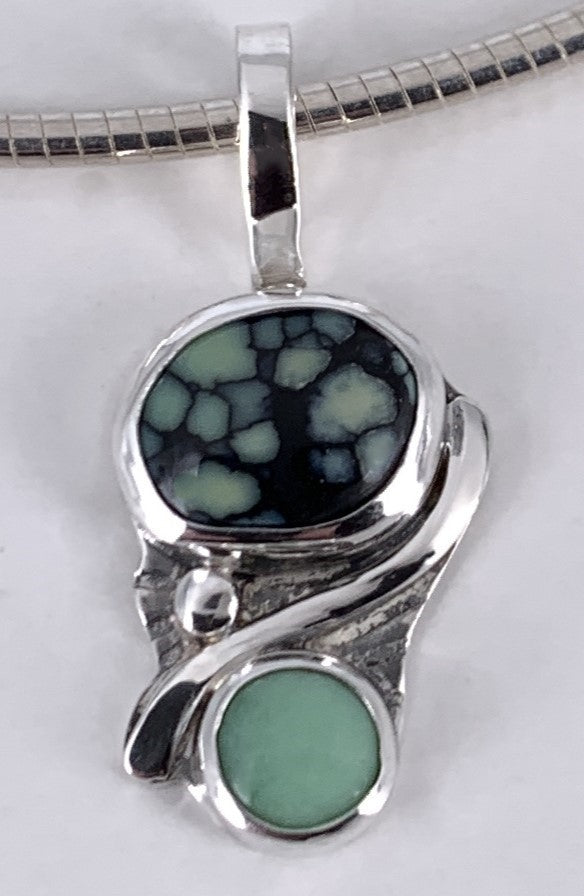 Varasite and Turquoise Silver Pendant