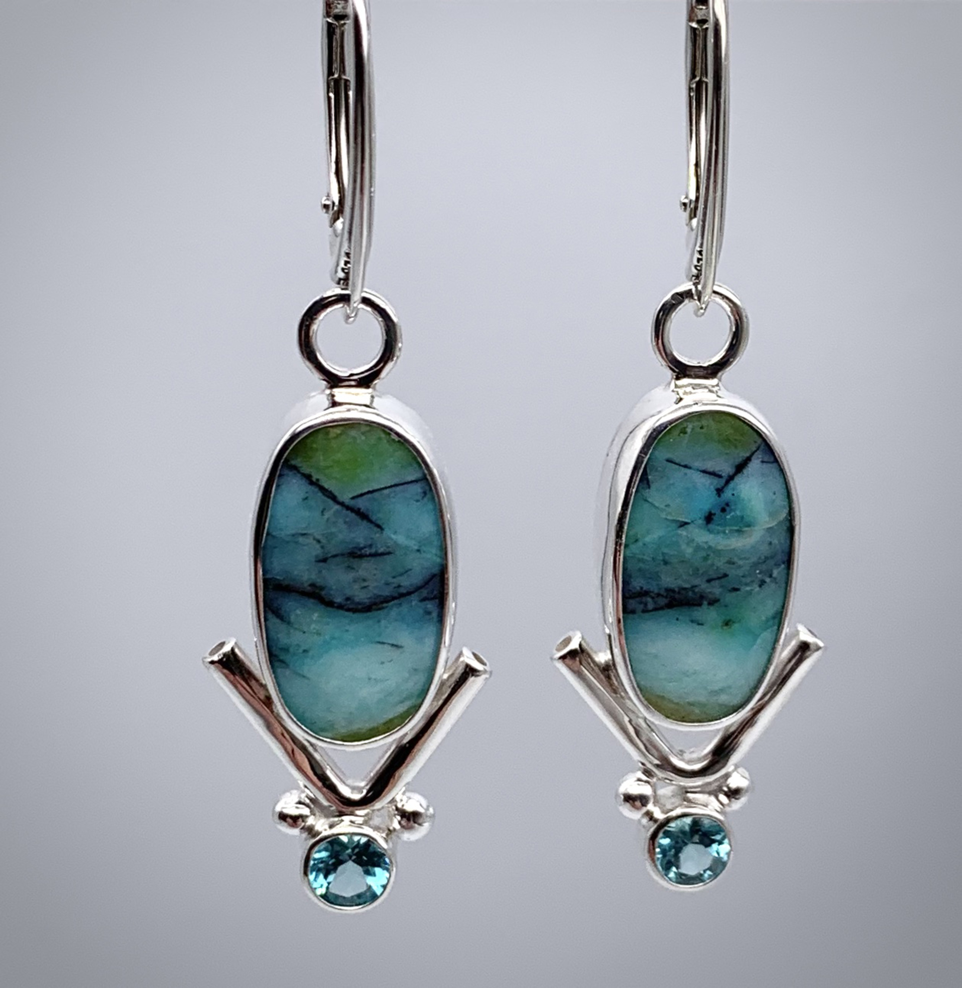 Fossil Opal Wood set in Silver with Apatite Accent Stones | Marilyn ...