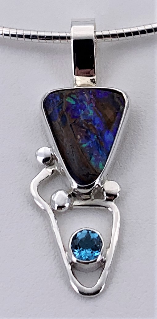 Opal w/ Topaz Silver Pendant | Marilyn Greenwood Designs