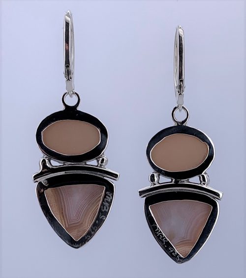 Moonstone/Agate Silver Earring