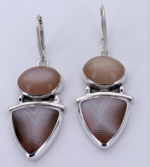 Moonstone/Agate Silver Earring