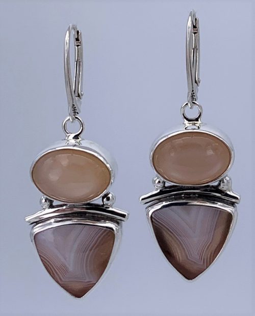 Moonstone/Agate Silver Earring