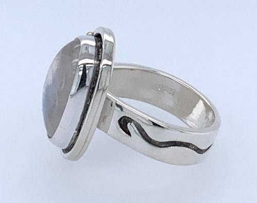 Blue Flash Moonstone Silver Ring