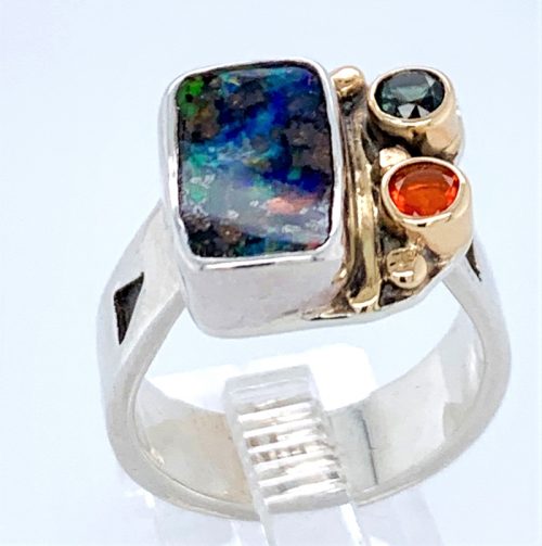 Opal/Sapphire Silver Ring