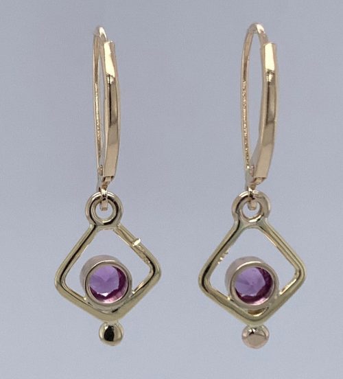 Purple Sapphires and Gold Earrings