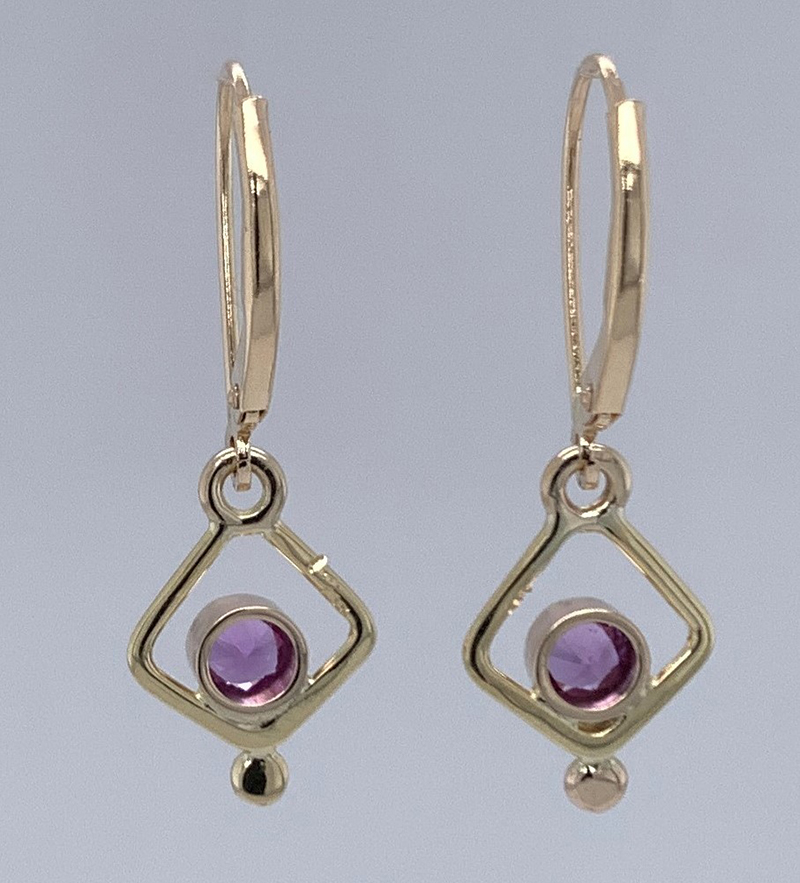 Purple Sapphires and Gold Earrings | Marilyn Greenwood Designs