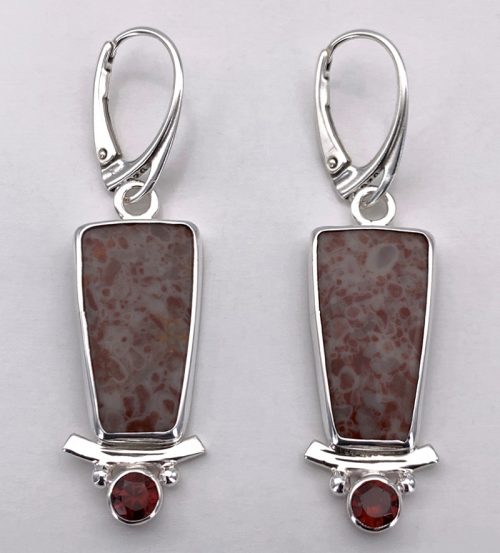 Confetti Jasper and Garnet Silver Earrings