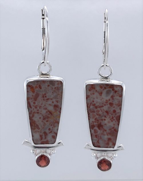 Confetti Jasper and Garnet Silver Earrings