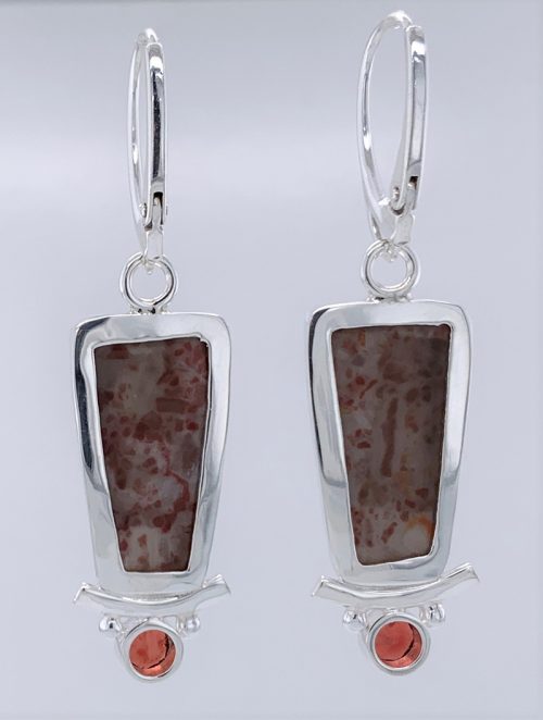 Confetti Jasper and Garnet Silver Earrings